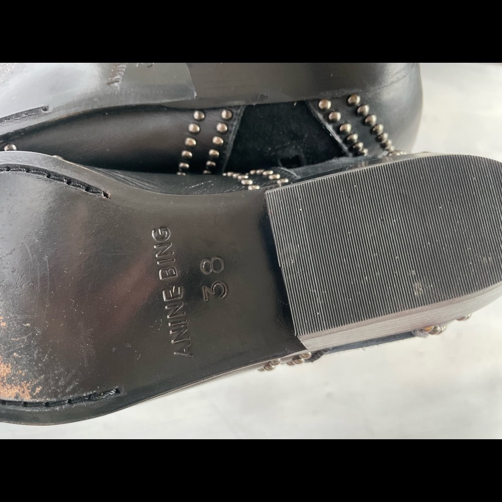 Anine Bing Charlie Studded Ankle Booties Black Leather - Picture 10 of 12
